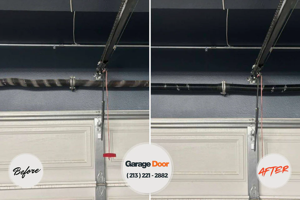 Before and after: garage door spring repair Poplar Grove, IL